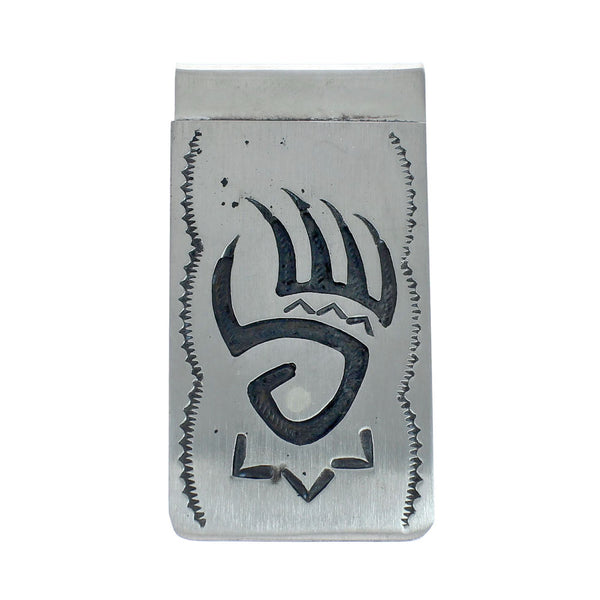 Native American Genuine Sterling Silver Bear Paw Money Clip JX130733